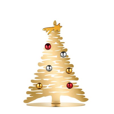 ALESSI Alessi-Bark for Christmas Goldene Stahldekoration mit Porzellanmagneten